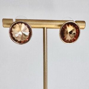 Gold and Amber Stud Earrings